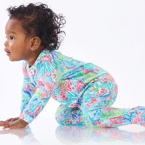 Lilly Pulitzer x pottery barn kids mermaid cove 12/18 Mo organic cotton footie